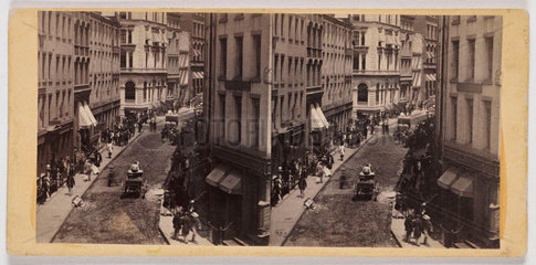 ‘The Bulls and Bears in Gold: William Street...New York'  c 1860.