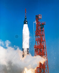 Launch of the Atlas rocket that carried astronaut John Glenn into orbit  1962.