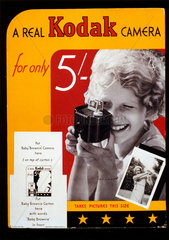 'A Real Kodak Camera for only 5/-'  Kodak Brownie advertisement  c 1930s.