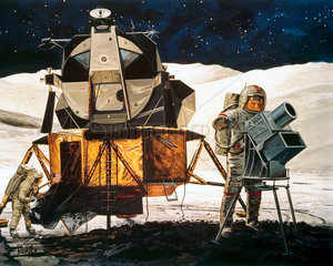 Artist’s impression of Apollo 16 experiments on the Moon  1972.