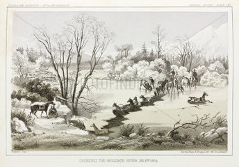 Crossing the Hellgate River  Montana  USA  6 January 1854.