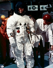 Apollo astronaut in full spacesuit  1969.