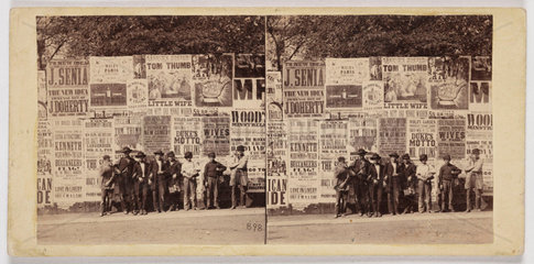 'The Brigade of Shoe Blacks  City Hall Park'  c 1860.