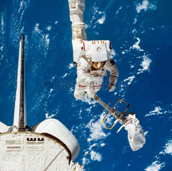 Shuttle astronaut in space  1984.