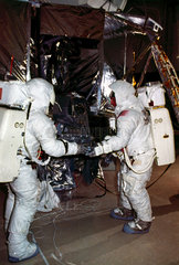 Apollo 13 astronauts James Lovell (right) and Fred Haise in training  1970.