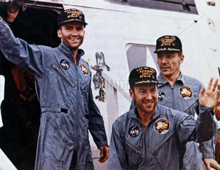 Apollo 13 astronauts after rescue  1970.
