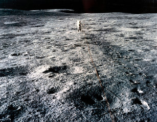 Apollo 14 astronaut Edgar Mitchell on the Moon  1971.