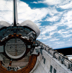 Space Shuttle astronaut on EVA  1980s.