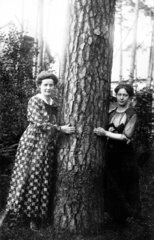 Frauen umarmen einen Baum