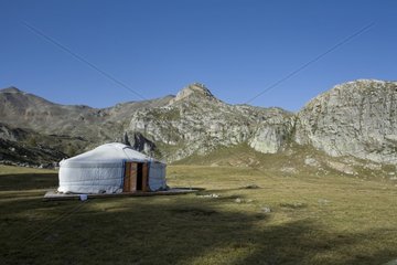 Yurt and Crête du Châtelard at Névache Hautes-Alpes France