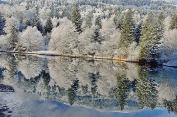 Lake of Anglus under the frost. Aspe Valley  Pyrenees  France