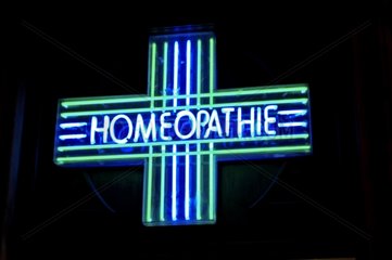 Neon sign of a homeopathic chemist's France