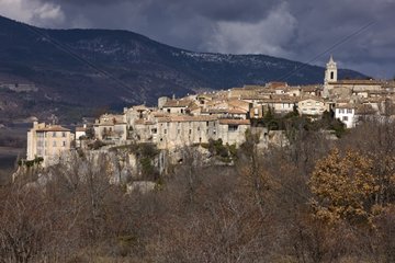 The village of Falls in winter Vaucluse France