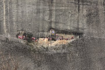Cave pilgrimage in Meteora Greece