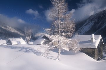 Buet hamlet in winter Mont Blanc massif Haute-Savoie France