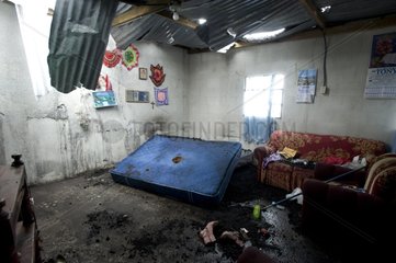 Devastated house by eruption of Pacaya volcano in Guatemala