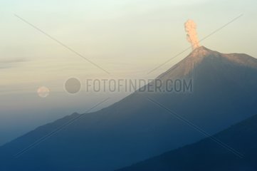 Eruption of Fuego volcano from Pacaya volcano in Guatemala
