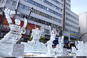 Ice sculpture during the Sapporo Snow Festival Japan