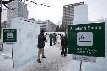 Place ice for Smoking in the Snow Festival in Japan