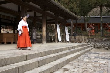 Young religious of the Kasuga-Taisha shrine at Nara Japan