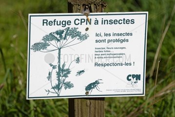 Sign for insects protection Haut-Rhin France