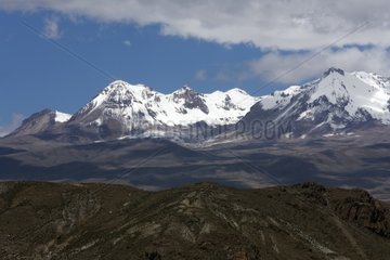 Snowy mountains Chivay region Urubamba Peru