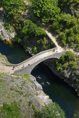 Swimmers under the Evil bridge Ardèche France