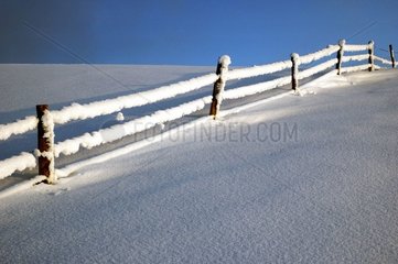Barrier covered with snow in Semnoz Wallows France