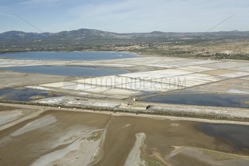 Aerial view of the salt marchs of Lapalme in Aude
