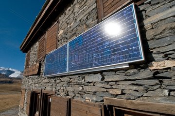 Solarpannels der Zuflucht von Plan du Lac Vanoise Frankreich