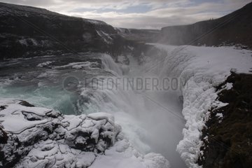Gullfoss waterfall in winter Iceland