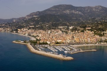 Aerial View of Menton and its port France