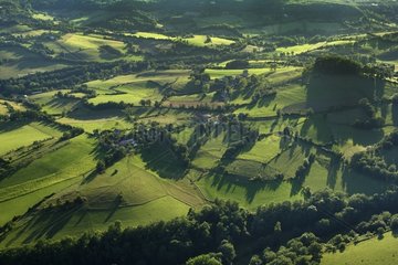 Aerial view of a bocage in the valley of Turenne Corrèze