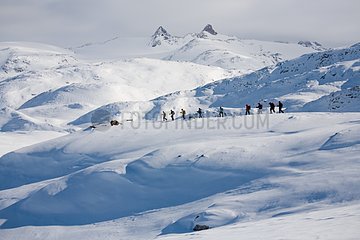 Snowshoe expedition on the island Ammassalik Greenland