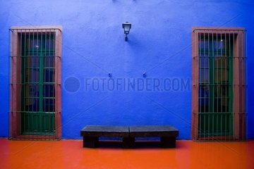 Wall of Frida Kahlo's house in Mexico City Mexico