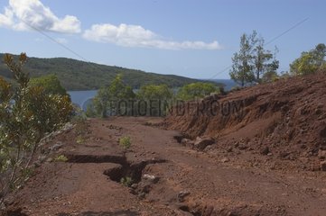 Road of the false blue river gullied New Caledonia