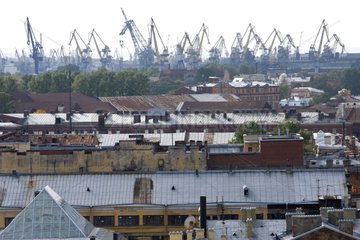 Jib cranes and port of Saint-Petersbourg Russia