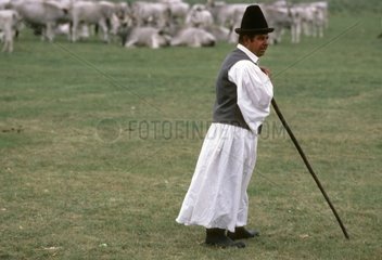 Shepherd in traditional hungarian clothes