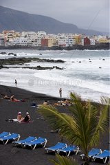 Black sand beach Town of Puerto of Cruz Tenerife
