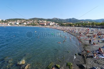 Beach and Bay of Banyuls sur mer in France during the summer