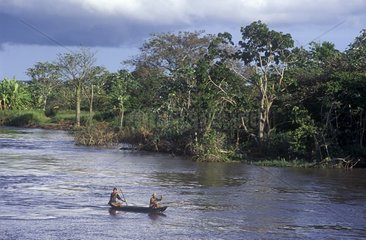 Canoe on the Amazon River Brazil