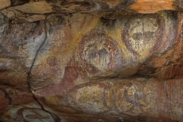 Cave paintings aboriginals type Wandjina Australia