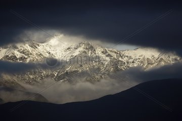The Southern Alps in bad time New Zealand
