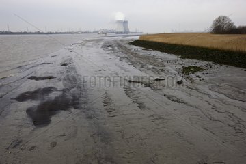 Doel nuclear power plant and river Scheldt Belgium