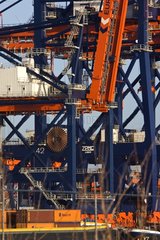 Loading jib cranes at the port of Rotterdam Netherlands