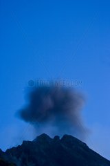 Smokes above volcano of Stromboli on the island Stromboli