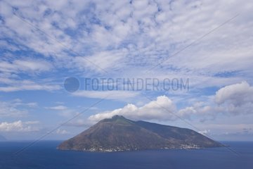 Volcanic island seen since the island Lipari Tyrrhenian Sea