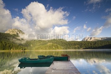 Boats on the Black Lake in NP Durmitor in Montenegro