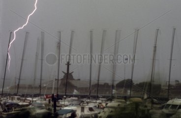 Storm on the harbour of Arcachon France
