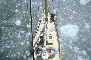 Sailing ship in the Beagle channel glaciers Chile